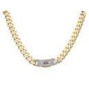 14ct Yellow Gold Monaco Classic Pave Lock Curb Chain 24"
