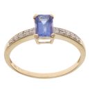 18ct Yellow Gold 0.10ct Diamond and Tanzanite Solitaire Ring