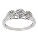 18ct White Gold 0.50ct Diamond Triple Cluster Ring