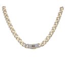 14ct Yellow Gold Monaco Classic Alternate Cubic Zirconia Pave Lock Curb Chain 20"