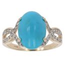 9ct Yellow Gold Turquoise And Cubic Zirconia Ring