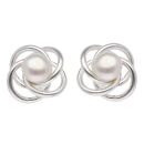 Silver Pearl Knot Earrings