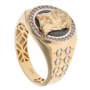 14ct Yellow And White Gold Cubic Zirconia Jesus Signet Ring