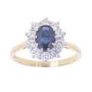 18ct Yellow Gold 1.00ct Diamond And Sapphire Cluster Ring