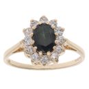 9ct Yellow Gold Sapphire And Cubic Zirconia Cluster Ring