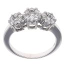 18ct White Gold 0.75ct Triple Daisy Cluster Ring