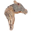 18ct Rose Gold 4.50ct Brilliant Cut Diamond And Ruby Horse Ring