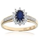 9ct Yellow Gold Sapphire and Diamond Cluster Ring