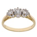 18ct Yellow Gold 0.45ct Brilliant Cut Diamond Trilogy Ring