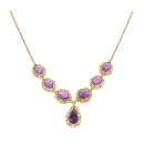 18ct Yellow Gold Purple Cabochon Gemstone Chain 18"