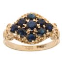 9ct Yellow Gold Sapphire Cluster Ring