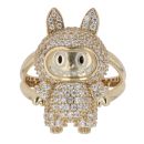 14ct Yellow Gold White Gemstone Bunny Ring