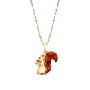 18ct Gold on Sterling Silver Baltic Amber Squirrel Pendant Necklace