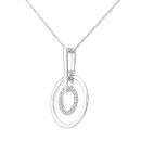 9ct White Gold Diamond Circle Pendant Necklace
