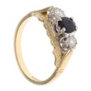 18ct Yellow Gold 0.15ct Diamond and Sapphire Three Stone Ring