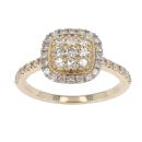 9ct Yellow Gold 0.63ct Diamond Cluster Shoulders Ring by Anya Belle