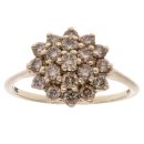 9ct Yellow Gold 1.00ct Brown Diamond Cluster Ring