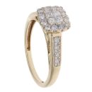 9ct Yellow Gold 0.50ct Princess And Brilliant Cut Diamond Cluster Ring