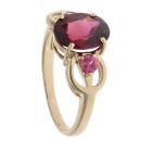 9ct Yellow Gold Garnet and Pink Sapphire Three stone Ring