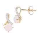 9ct Yellow Gold Opal and Diamond Crossover Stud Earrings