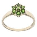 9ct Yellow Gold Diopside Cluster Ring