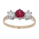14ct Yellow Gold Created Ruby And Cubic Zirconia Ring