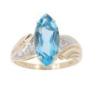 9ct Yellow Gold Blue Topaz and 0.05ct Diamond Ring