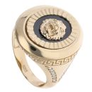 14ct Yellow Gold Lion Greek Key Signet Ring