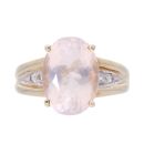 9ct Yellow Gold Rose Quartz And Cubic Zirconia Ring