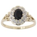 9ct Yellow Gold 0.05ct Diamond And Sapphire Cluster Ring