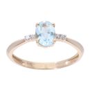 9ct Yellow Gold Created Blue Topaz And Diamond Ring