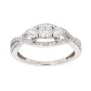 14ct White Gold 1.00ct Diamond Trilogy Ring