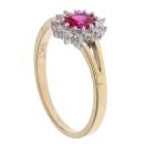 9ct Yellow Gold Pink Gemstone And Cubic Zirconia Cluster Ring