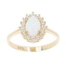 9ct Yellow Gold Created Opal And Cubic Zirconia Cluster Ring