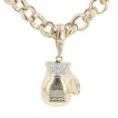 9ct Yellow Gold Cubic Zirconia Boxing Glove Pendant and Belcher Chain 24"