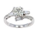 18ct White Gold 2ct Brilliant and Baguette Cut Diamond Solitaire Ring