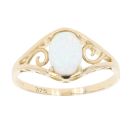 9ct Yellow Gold Created Opal Stone Set Ring