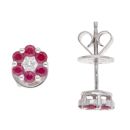 18ct White Gold 0.14ct Diamond And Ruby Stud Earrings