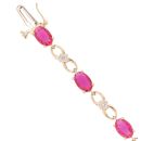 9ct Yellow Gold 0.06ct Diamond And Created Ruby Bracelet 7"