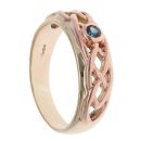 9ct Yellow And Rose Gold Blue Gemstone Celtic Clogau Ring