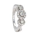 18ct White Gold 0.50ct Diamond Triple Cluster Ring