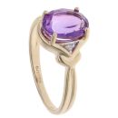 9ct Yellow Gold 0.02ct Diamond And Amethyst Dress Ring