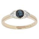 9ct Yellow Gold 0.12ct Diamond and Sapphire Dress Ring