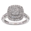 9ct White Gold 0.75ct Brilliant Cut Diamond Cluster Ring