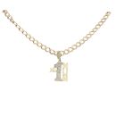 9ct Yellow Gold Cubic Zirconia No.1 Mum Pendant and Curb Chain 22"