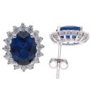Silver Cubic Zirconia Blue Cluster Earrings by Icesia