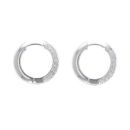 Silver Stone Set Chunky Huggies Hoop Earrings By Icesia