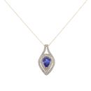 18ct Yellow Gold 0.30ct Brilliant Cut Diamond And Tanzanite Cluster Pendant And Chain 18"