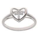 Silver Cubic Zirconia Cross And Heart Ring By Icesia