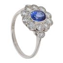 Platinum 1.20ct Sapphire and 0.90ct Diamond Cluster Ring